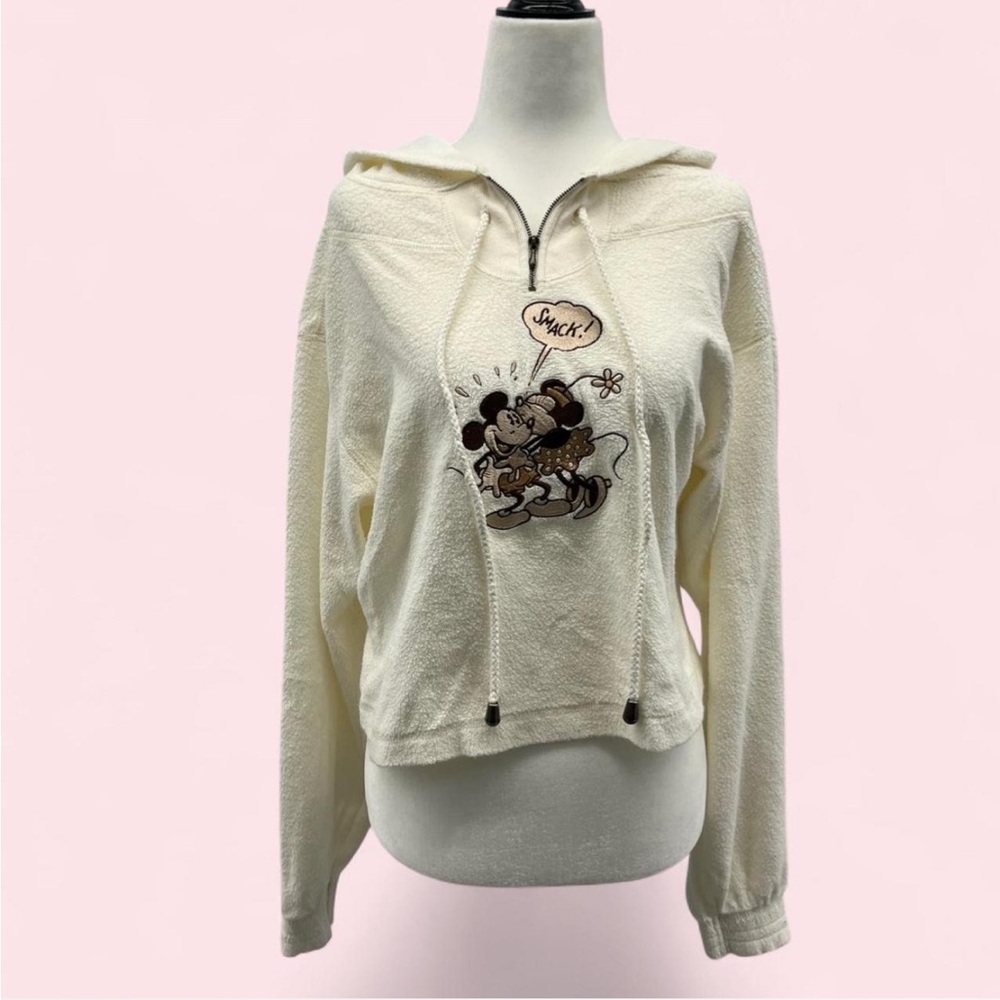 Vintage Disney Mickey & Minnie Cropped Hoodie Y2K Mickey Inc